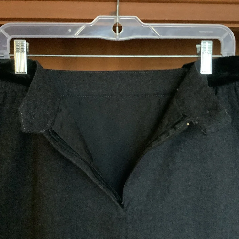 VTG 80s 100% Wool Charcoal Pencil Skirt Velvet Waist Tabs Made in 🇨🇦 Size 14 - Picture 7 of 13